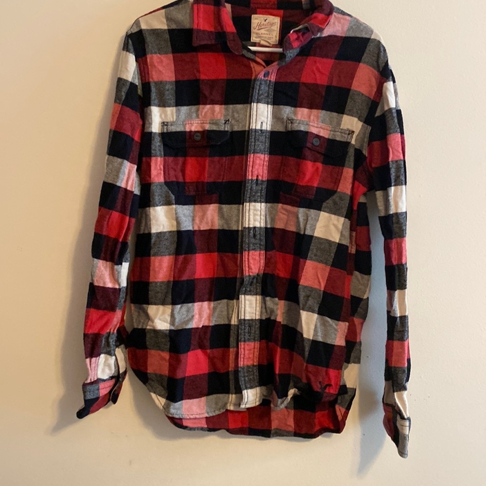 American Eagle Red Plaid Flannel